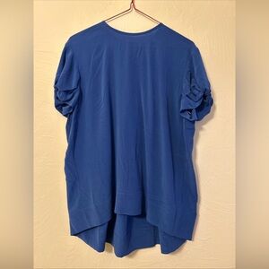 Equipment Silk Short Sleeve Pleated Blouse Top Sz S Blue